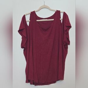 💥4 for $30💥 Maurices Burgundy Cold Shoulder Top  size 4X